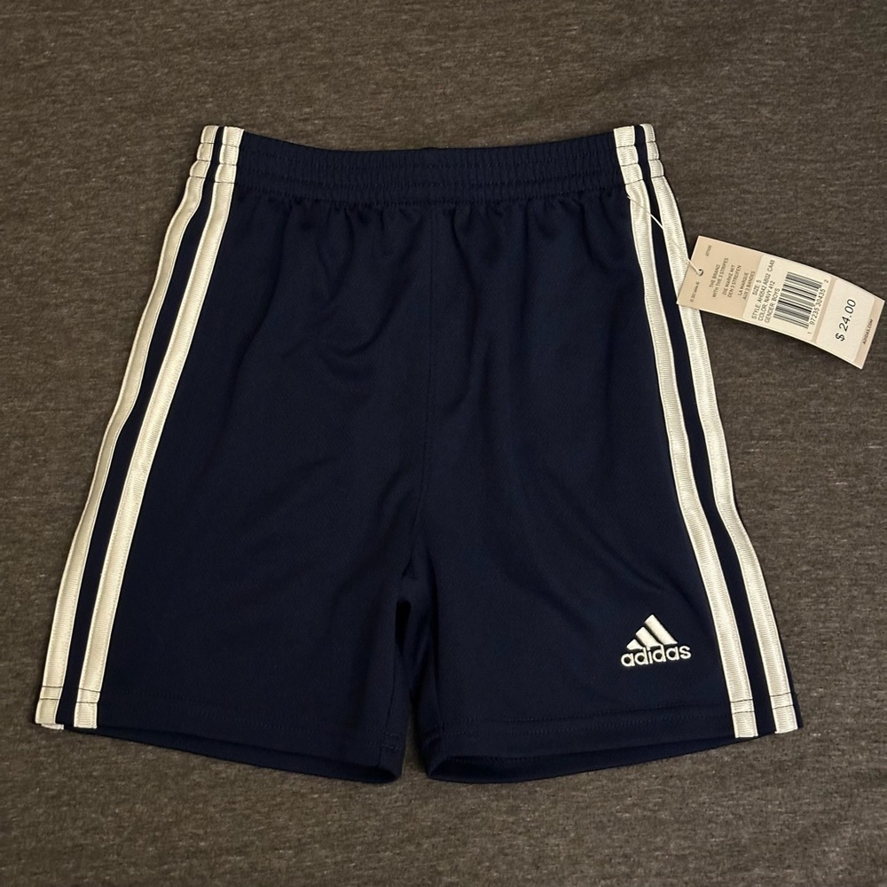 Adidas Boys' 3-Stripes Navy Blue Athletic Shorts Size 5